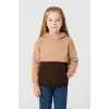Kız Çocuk Kapüşonlu Kanguru Çepli Parçalı SweatShirt - Renkli
