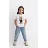 Kız Labubu Çocuk Baskılı T-Shirt - Beyaz