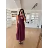 Kolsuz Uzun Kabardin Elbise - Bordo