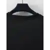 LB Ön Arka Baskılı Oversize Bisiklet Yaka Yazlık T-shirt - Siyah