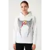 Metallica İki İplik Kapüşonlu Ön ve Arka Baskılı hoodie - Beyaz
