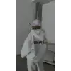 Nakış İşlemeli Üç İplik Sweat Takım- Beyaz