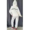 Nakış İşlemeli Üç İplik Sweat Takım- Beyaz
