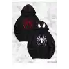 Örümcek Baskılı Sevgili Çift Kombini Kapüşonlu Sweatshirt & Hodie - Siyah