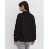 Oversize Yarım Farmuarlı Yakalı Basic SweatShirt - Siyah