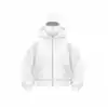 Samuray Ninja Çift Kapşonlu ZIP Fermuarlı Kanguru Çepli Tam Fermuarlı Hoodie Swetshirt - Beyaz