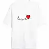 Sevgililer Günü İçin Özel Tasarım Love Baskılı T-shirt - Beyaz