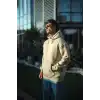Üç İplik Penye kapüşonlu Basic SweatShirt - Bej