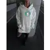 Üç İplik Penye Uzun Kol Kapüşonlu SweatShirt - Beyaz