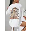 Unisex Baskılı Oversize T-Shirt - Beyaz