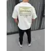 Unisex Baskılı Oversize T-Shirt - Beyaz