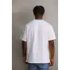 Unisex Baskılı Oversize T-Shirt - Beyaz