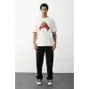 Unisex Baskılı Oversize T-Shirt - Beyaz