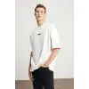 Unisex Baskılı Oversize T-Shirt - Beyaz