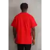Unisex Baskılı Oversize T-Shirt - Kırmızı