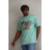 Unisex Baskılı Oversize T-Shirt - Mint Yeşili