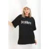 Unisex Baskılı Oversize T-Shirt - Siyah