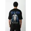Unisex Baskılı Oversize T-Shirt - Siyah