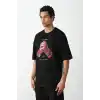 Unisex Baskılı Oversize T-Shirt - Siyah