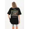 Unisex Baskılı Oversize T-Shirt - Siyah