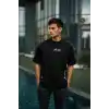 Unisex Baskılı Oversize T-Shirt - Siyah