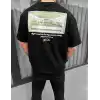 Unisex Baskılı Oversize T-Shirt - Siyah
