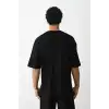 Unisex Baskılı Oversize T-Shirt - Siyah