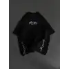 Unisex Baskılı Oversize T-Shirt - Siyah
