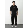Unisex Baskılı Oversize T-Shirt - Siyah