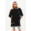 Unisex Baskılı Oversize T-Shirt - Siyah