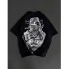 Unisex Baskılı Oversize T-Shirt - Siyah