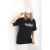 Unisex Baskılı Oversize T-Shirt - Siyah