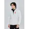 Unisex Baskılı Tam Fermuarlı Kapşonlu SweatShirt - Beyaz