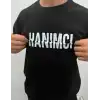Unisex Bisiklet Yaka Katlanan Baskılı T-Shirt - Siyah
