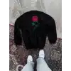Unisex Bisiklet Yaka Ön Ve Arka Baskılı SweatShirt - Siyah