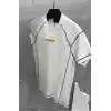 Unisex Dikişli Baskılı Oversize T-Shirt - Beyaz