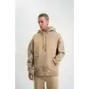 Unisex Double Oversize Kapşonlu Yıkamalı SweatShirt - Bej