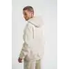 Unisex Double Oversize Kapşonlu Yıkamalı SweatShirt - Krem