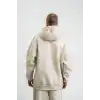 Unisex Double Oversize Kapşonlu Yıkamalı SweatShirt - Krem