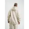 Unisex Double Oversize Kapşonlu Yıkamalı SweatShirt - Krem
