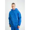Unisex Double Oversize Kapşonlu Yıkamalı SweatShirt - Mavi