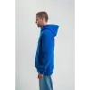 Unisex Kapşonlu Uzun Kol Patchli Nakışlı SweatShirt - Mavi