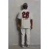 Unisex Oversize Baskılı Bisiklet Yaka T-Shirt - Gri