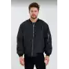 Unisex Siyah Bomber Mont – Su İtici Kumaş, Kapitone Astarlı, Fermuarlı ve Günlük Kullanıma Uygun Ceket- Siyah