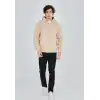 Unisex Tam Fermuarlı Kapşonlu  SweatShirt - Bej