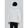 Unisex Tam Fermuarlı Kapşonlu  SweatShirt - Beyaz