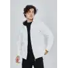 Unisex Tam Fermuarlı Kapşonlu  SweatShirt - Beyaz