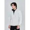 Unisex Tam Fermuarlı Kapşonlu  SweatShirt - Beyaz