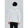 Unisex Tam Fermuarlı Kapşonlu  SweatShirt - Beyaz
