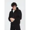 Unisex Tam Fermuarlı Kapşonlu  SweatShirt - Siyah